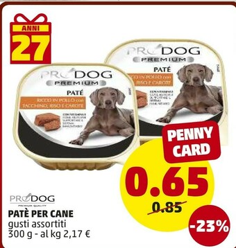 PENNY Prodog Pate Per Cane offerta