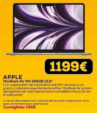Euronics APPLE MacBook Air M2 256GB 13,6" offerta