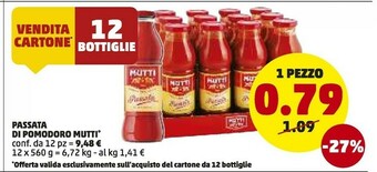 PENNY Mutti Passata Di Pomodoro Al Basilico 560 G(ml) offerta