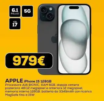 Euronics APPLE iPhone 15 128GB offerta