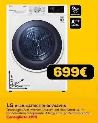 Euronics LG ASCIUGATRICE RH90V9AVHN offerta