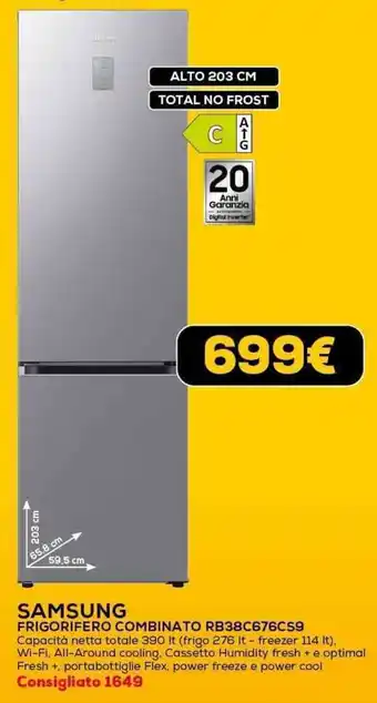 Euronics SAMSUNG FRIGORIFERO COMBINATO RB38C676CS9 offerta