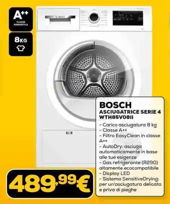 Euronics BOSCH ASCIUGATRICE SERIE 4 WTH85V08II offerta