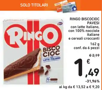 Spazio Conad Pavesi Ringo Biscocioc 162g 6 pezzi offerta