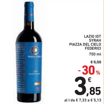 Spazio Conad Lazio IGT Syrah Piazza del Cielo Federici 750ml offerta