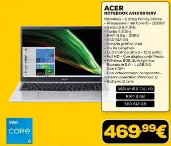 Euronics ACER NOTEBOOK A315 58 51RV offerta