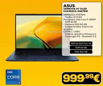 Euronics ASUS ZENBOOK 14" OLED UX3402ZA-KN278W offerta