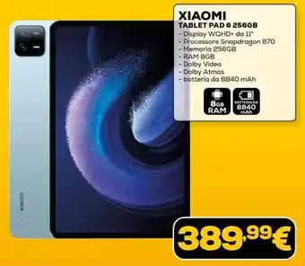 Euronics XIAOMI TABLET PAD 6 256GB offerta