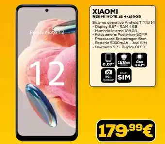 Euronics XIAOMI REDMI NOTE 12 4+128GB offerta