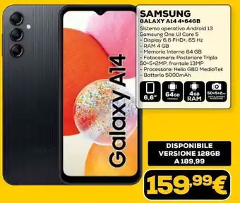 Euronics SAMSUNG GALAXY A14 4+64GB offerta