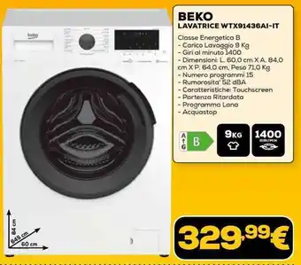 Euronics BEKO LAVATRICE WTX91436AI-IT offerta