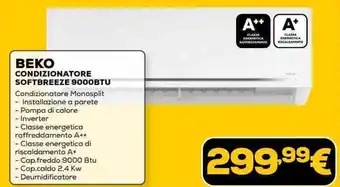 Euronics BEKO CONDIZIONATORE SOFTBREEZE 9000BTU offerta
