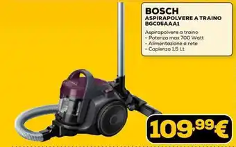 Euronics BOSCH ASPIRAPOLVERE A TRAINO BGC05AAA1 offerta