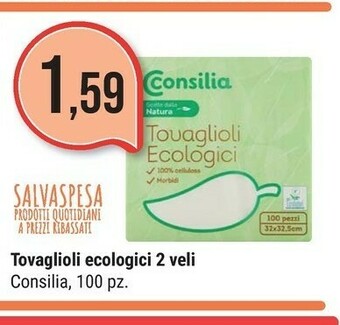 Supermercati Gulliver Consilia Tovaglioli Ecologici 2 Veli offerta
