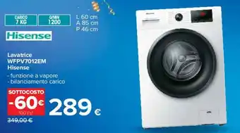 Carrefour Lavatrice WFPV7012EM Hisense offerta