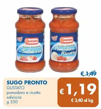 MD Discount SUGO PRONTO GUSTATO pomodoro e ricotta salsiccia g 350 offerta