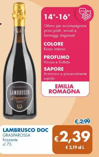 LAMBRUSCO DOC GRASPAROSSA frizzante cl 75