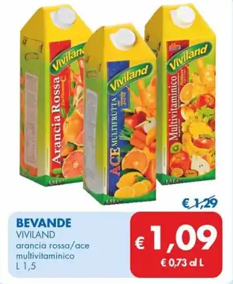 MD Discount BEVANDE VIVILAND arancia rossa/ace multivitaminico L 1,5 offerta