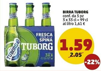 PENNY Tuborg Birra Chiara 990 G(ml) offerta