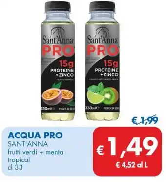 ACQUA PRO SANT'ANNA frutti verdi + menta tropical cl 33