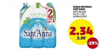 PENNY Sant'anna Acqua Minerale Naturale 2000 G(ml) offerta