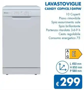 MD Discount LAVASTOVIGLIE CANDY CDPH2L1049W offerta