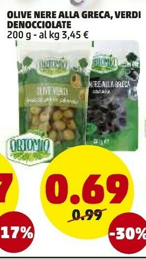 PENNY Ortomio Olive Nere Alla Greca, Verdi Denocciolate offerta