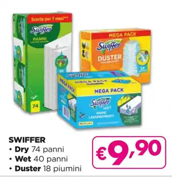 Acqua & Sapone SWIFFER • Dry 74 panni • Wet 40 panni • Duster 18 piumini offerta