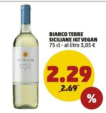 PENNY Terre siciliane Bianco Vegan 750 Ml offerta