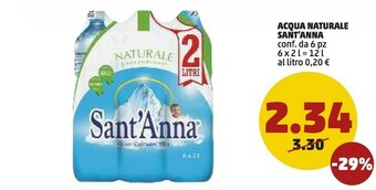 PENNY Sant'anna Acqua Minerale Naturale 2000 G(ml) offerta