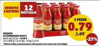 PENNY Mutti Passata Di Pomodoro Al Basilico 560 G(ml) offerta