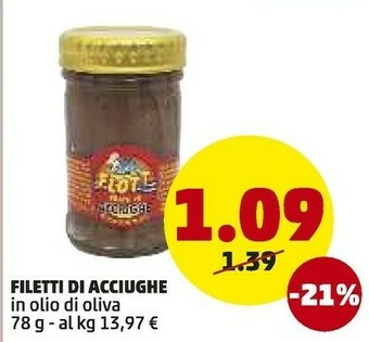 PENNY Flott Filetti Di Acciughe In Olio Di Oliva 78 G offerta
