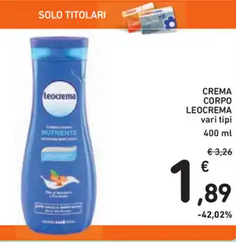 Spazio Conad Leocrema Crema Corpo 400ml offerta