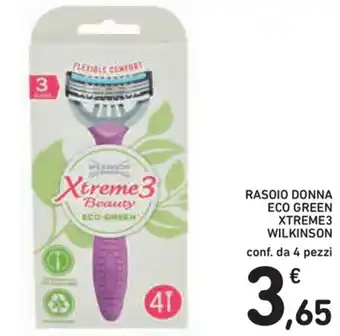 Spazio Conad Wilkinson Xtreme3 Rasoio Donna Eco Green 4 pezzi offerta