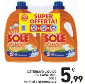 Spazio Conad Sole Detersivo Liquido per Lavatrice offerta