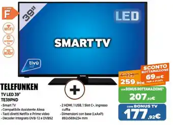 Telefunken TV Led 39" TE39PND