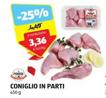 ALDI IL PODERE CONIGLIO IN PARTI 450 g offerta
