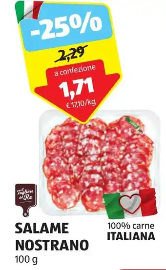 ALDI SALAME NOSTRANO 100 g offerta
