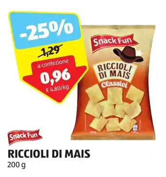 ALDI Snack Fun RICCIOLI DI MAIS 200 g offerta