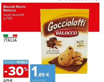 Carrefour Market Balocco Gocciolotti Con Gocce Di Cioccolato Senza Olio Di Palma 700 G(ml) offerta