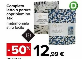 Carrefour Market Tex Completo Letto O Parure Copripiumino offerta
