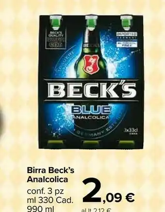 Carrefour Becks Beck's - Blue Non Alcoholic 330 G(ml) offerta