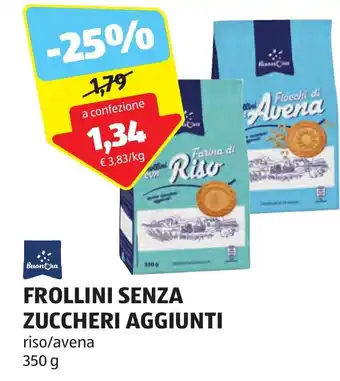 ALDI Buon Ora FROLLINI SENZA ZUCCHERI AGGIUNTI riso/avena 350 g offerta