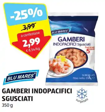 ALDI BLU MARES GAMBERI INDOPACIFICI SGUSCIATI 350 g offerta