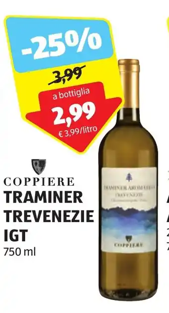 ALDI COPPIERE TRAMINER TREVENEZIE IGT 750 ml offerta