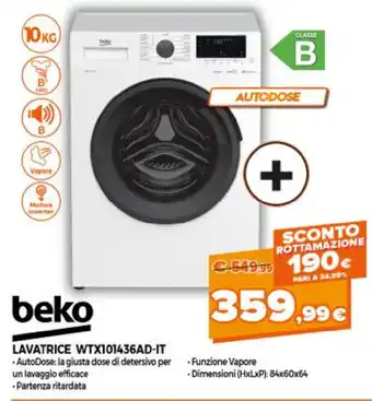 Parente Expert Beko Lavatrice WTX101436AD-IT offerta