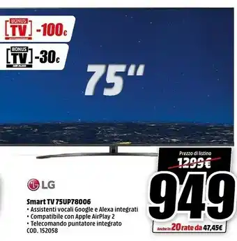 MediaWorld LG Samsung Tv offerta