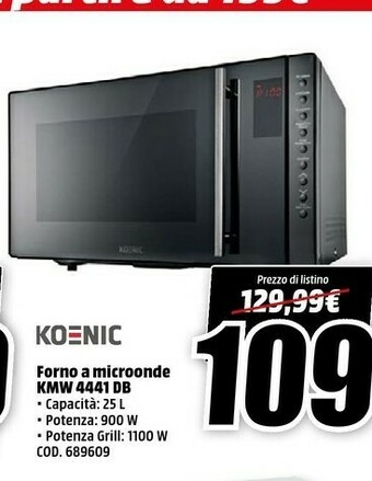 MediaWorld Koenic Forno A Microonde KMW 4441 DB offerta