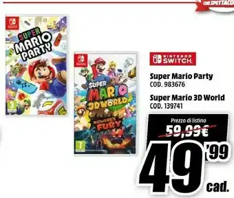 MediaWorld Nintendo Switch Super Mario Party offerta