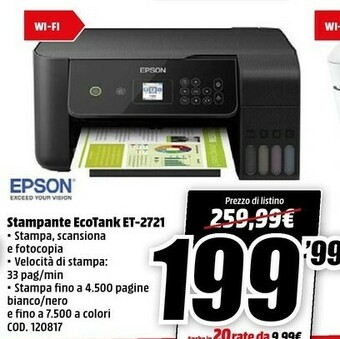 MediaWorld Epson EcoTank ET-2721 offerta